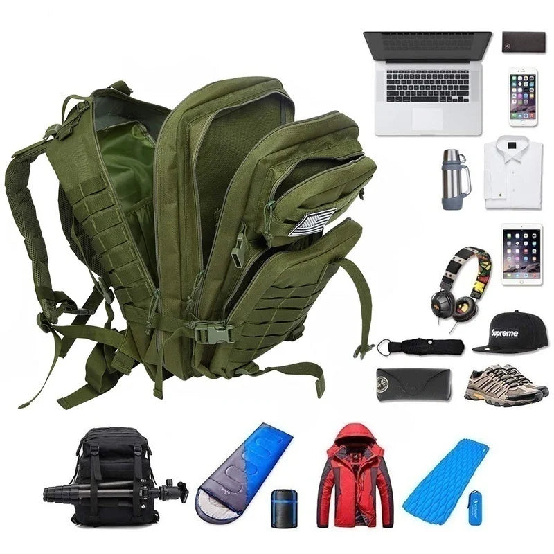 Mochila Tática de 25L/50L, 1000D Nylon Impermeável para Trekking, Pesca e Caça, Mochilão Outdoor, Roupas Esportivas, Camping e Caminhadas