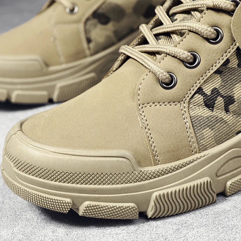 Botas masculinas de cano alto casuais ao ar livre botas de deserto camuflagem rendas plataforma botas de deserto moda durável bota de tornozelo masculino
