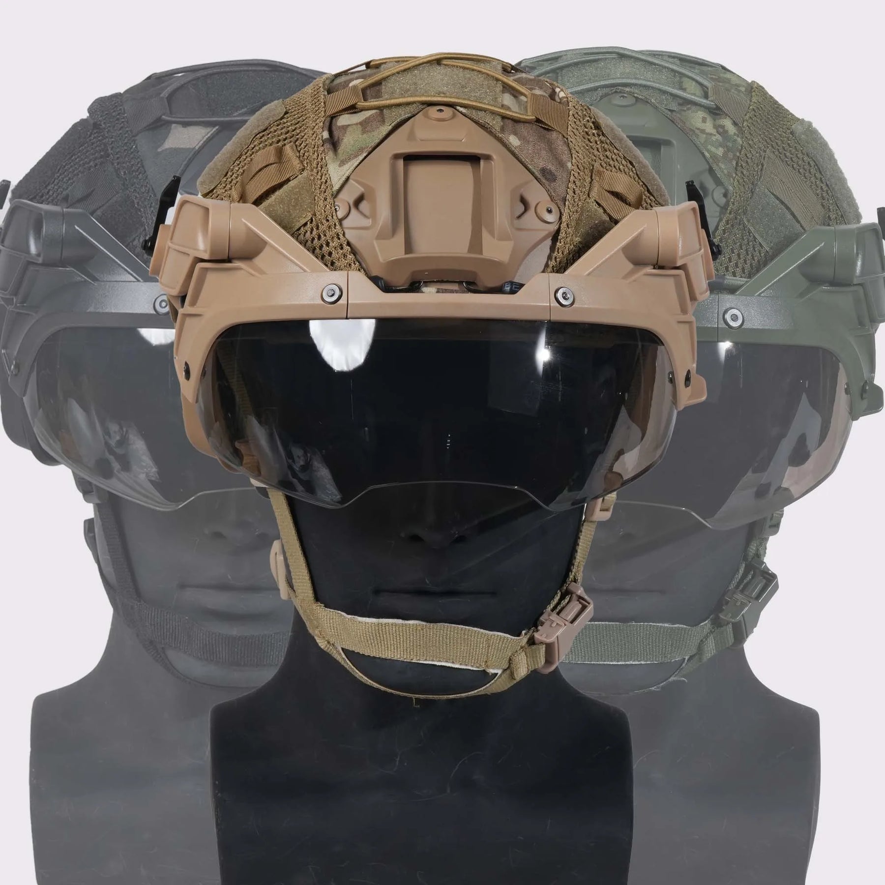 Booiu airsoft mh capacete tático abs conjunto de capacete ajustável capa óculos ao ar livre cs airsoft esportes capacetes protetores