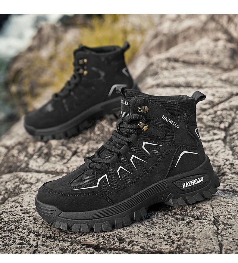 Botas masculinas ao ar livre caminhadas sapatos de inverno casual denim tático caminhadas botas chelsea tornozelo botas de couro designer luxo tênis