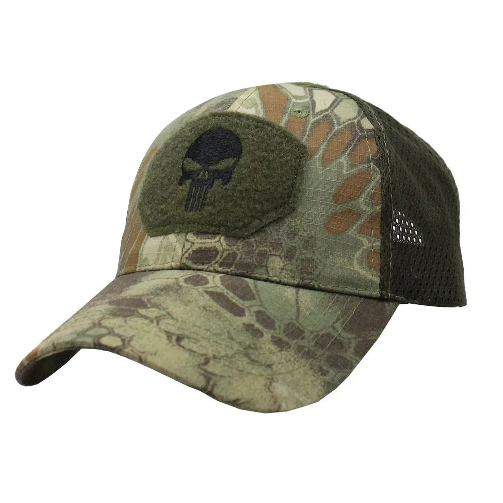 Boné de beisebol camuflado malha respirável forças especiais tático camo chapéu crânio pato viseira chapéu