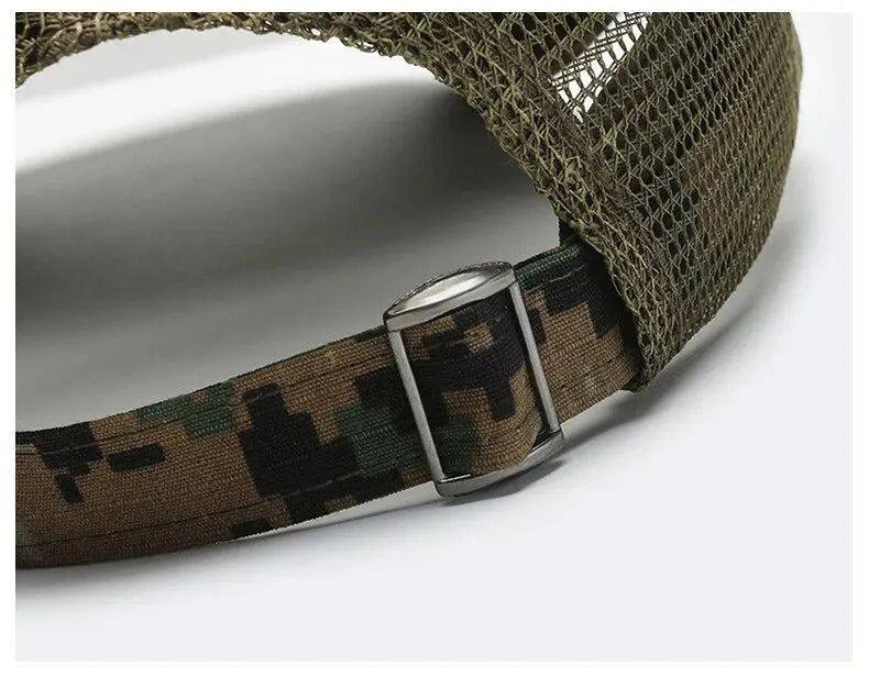 Bandeira americana camuflagem adesivo bordado Baseball Cap Net Hat Men Outdoor Velcro Cap