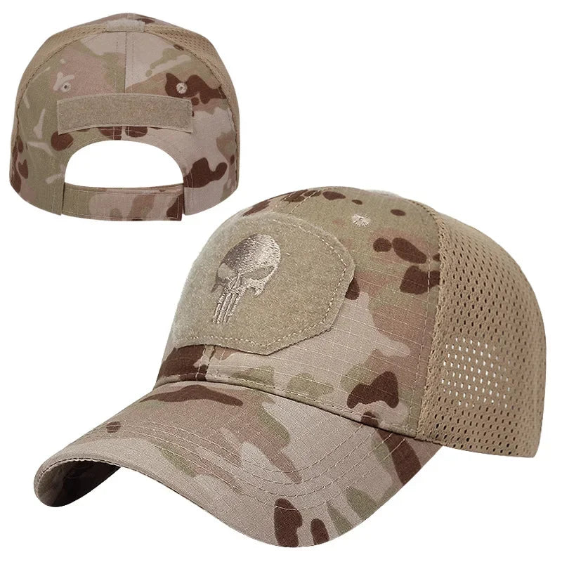 Boné de beisebol camuflado malha respirável forças especiais tático camo chapéu crânio pato viseira chapéu