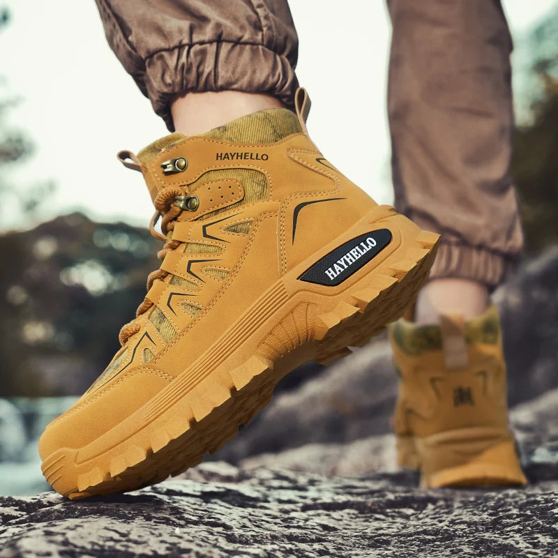 Botas masculinas ao ar livre caminhadas sapatos de inverno casual denim tático caminhadas botas chelsea tornozelo botas de couro designer luxo tênis