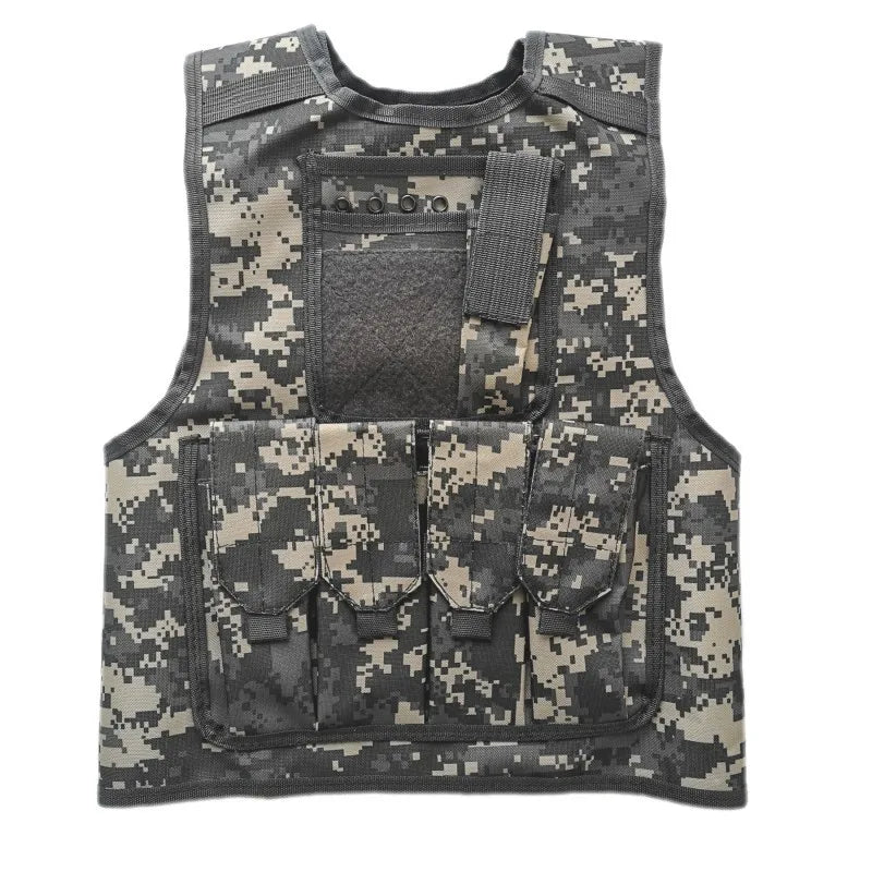 Crianças combate camuflagem colete crianças airsoft coletes ao ar livre paintball tático colete cs engrenagem meninos menina sniper uniforme do exército