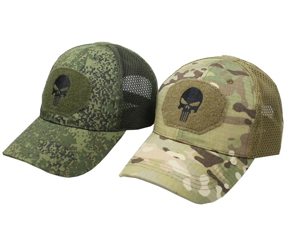 Boné de beisebol camuflado malha respirável forças especiais tático camo chapéu crânio pato viseira chapéu