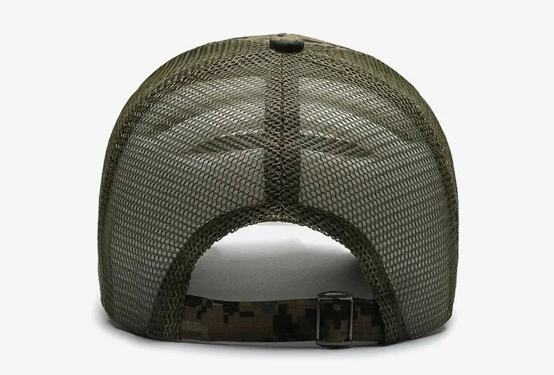Bandeira americana camuflagem adesivo bordado Baseball Cap Net Hat Men Outdoor Velcro Cap