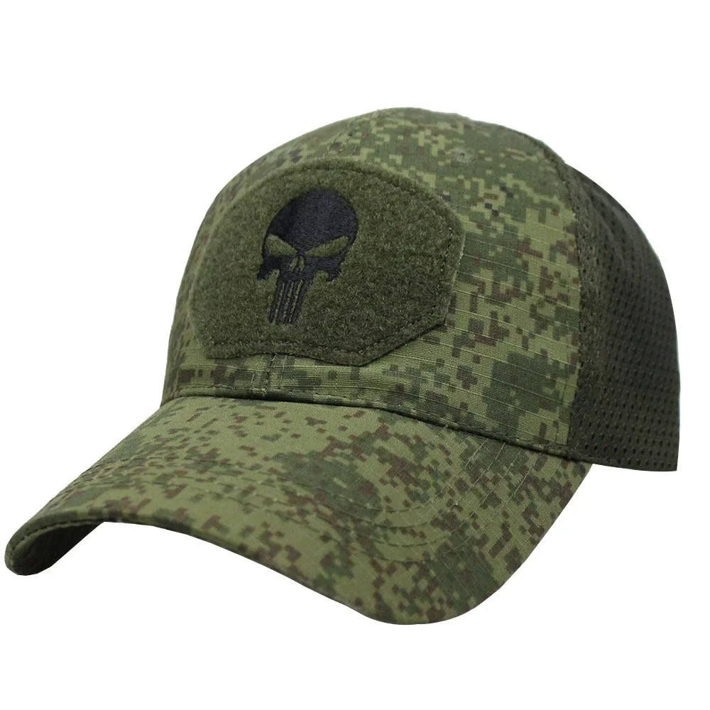 Boné de beisebol camuflado malha respirável forças especiais tático camo chapéu crânio pato viseira chapéu