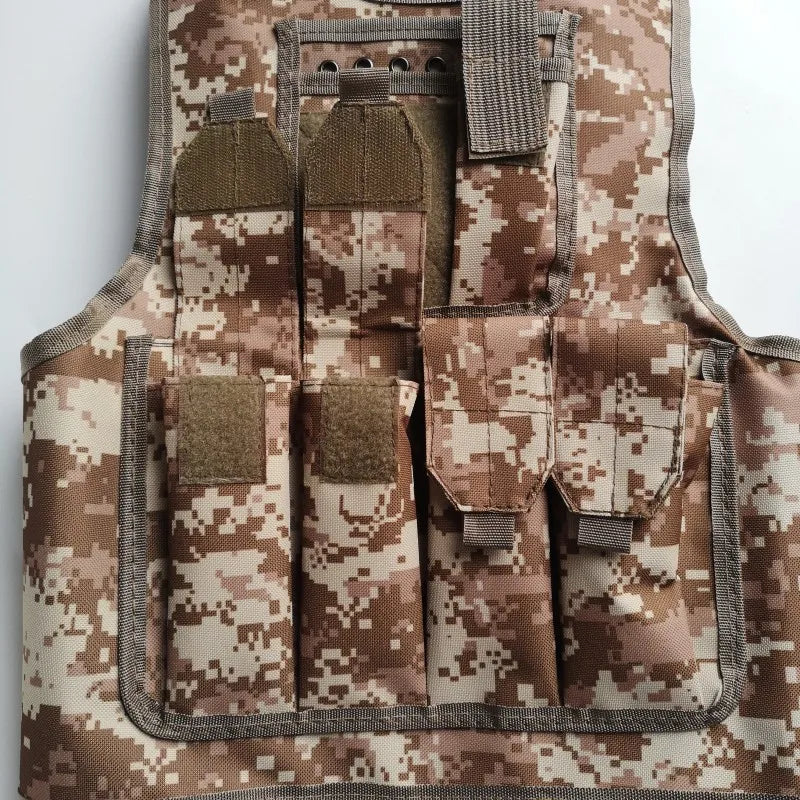 Crianças combate camuflagem colete crianças airsoft coletes ao ar livre paintball tático colete cs engrenagem meninos menina sniper uniforme do exército