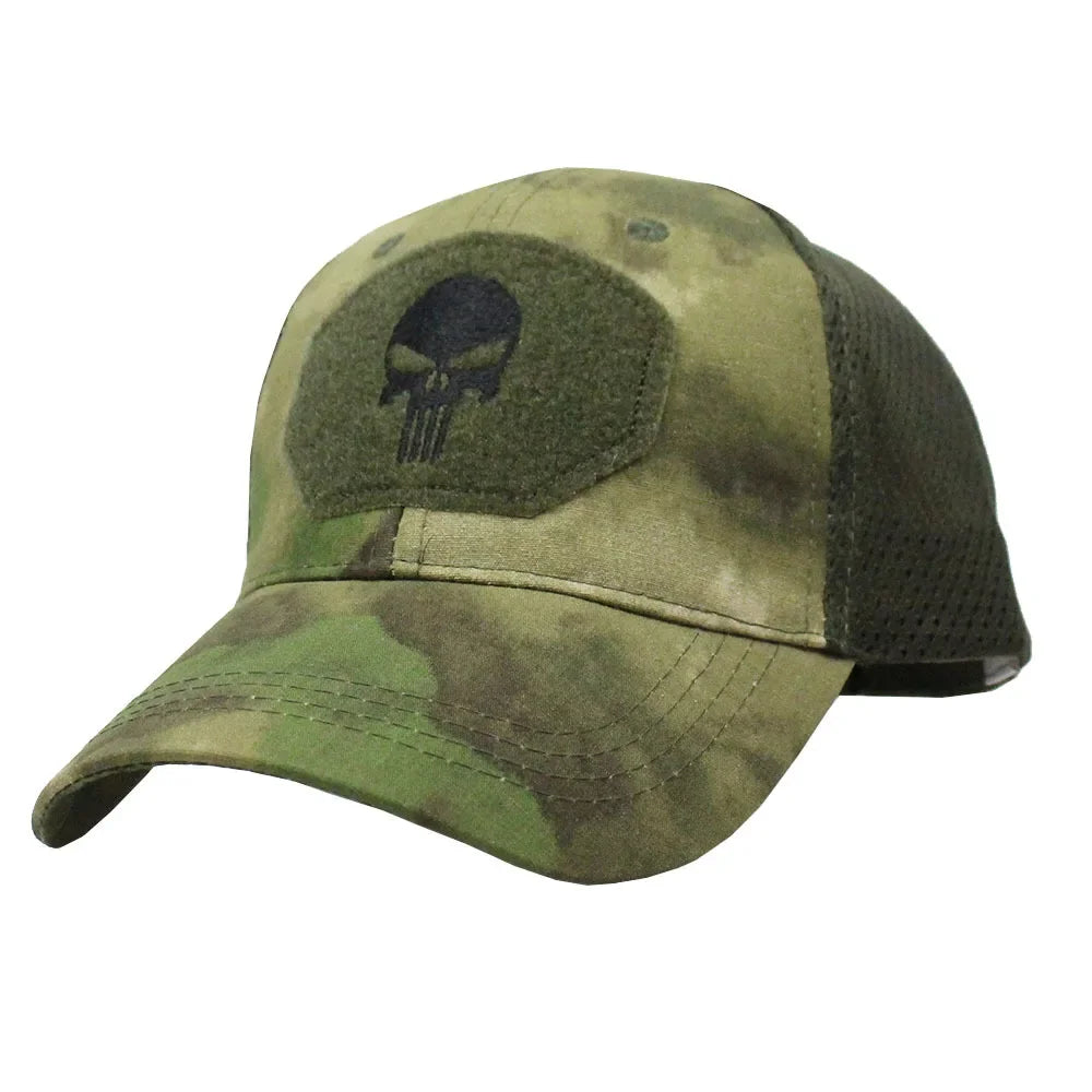 Boné de beisebol camuflado malha respirável forças especiais tático camo chapéu crânio pato viseira chapéu