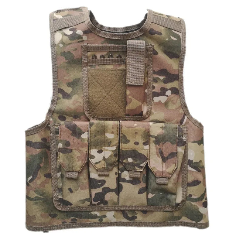 Crianças combate camuflagem colete crianças airsoft coletes ao ar livre paintball tático colete cs engrenagem meninos menina sniper uniforme do exército