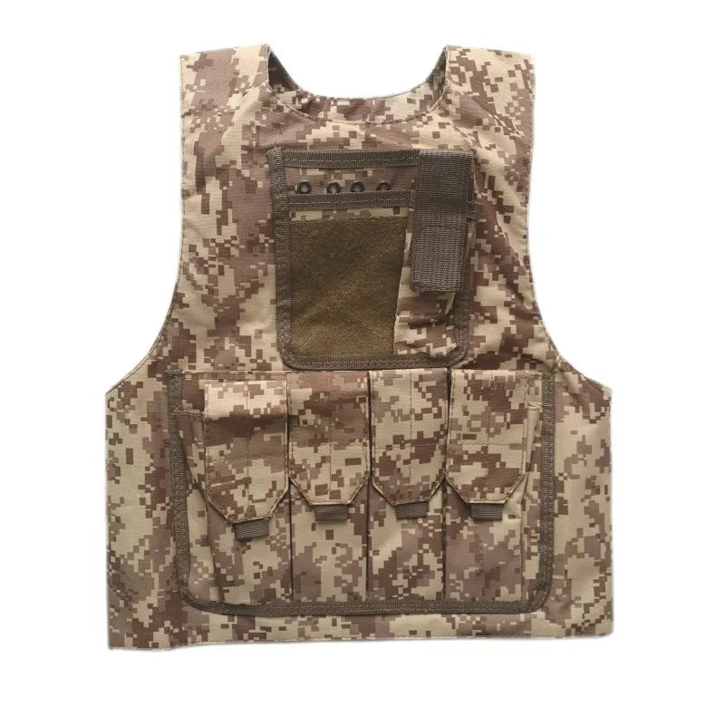 Crianças combate camuflagem colete crianças airsoft coletes ao ar livre paintball tático colete cs engrenagem meninos menina sniper uniforme do exército