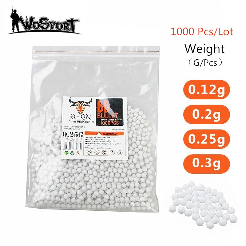 1000 rodadas airsoft paintball bbs balas 0.12g/0.2g/0.25g/0.3g greve bola tático pistola de ar alta quatity bb bolas para tiro