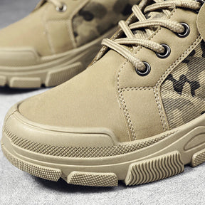 Botas masculinas de cano alto casuais ao ar livre botas de deserto camuflagem rendas plataforma botas de deserto moda durável bota de tornozelo masculino