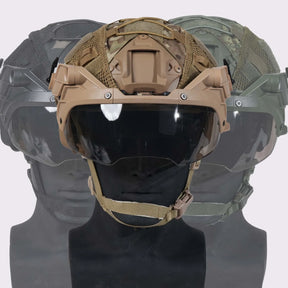 Booiu airsoft mh capacete tático abs conjunto de capacete ajustável capa óculos ao ar livre cs airsoft esportes capacetes protetores