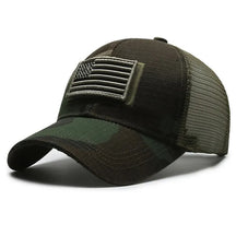 Bandeira americana camuflagem adesivo bordado Baseball Cap Net Hat Men Outdoor Velcro Cap