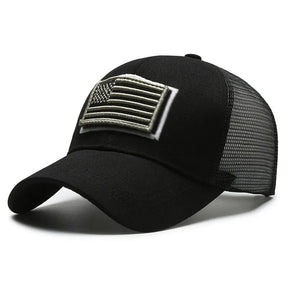 Bandeira americana camuflagem adesivo bordado Baseball Cap Net Hat Men Outdoor Velcro Cap