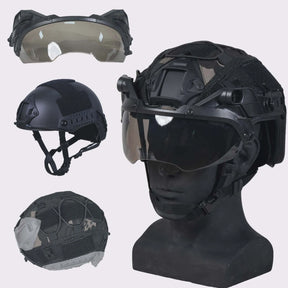 Booiu airsoft mh capacete tático abs conjunto de capacete ajustável capa óculos ao ar livre cs airsoft esportes capacetes protetores