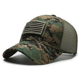 Bandeira americana camuflagem adesivo bordado Baseball Cap Net Hat Men Outdoor Velcro Cap