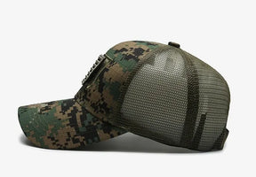 Bandeira americana camuflagem adesivo bordado Baseball Cap Net Hat Men Outdoor Velcro Cap