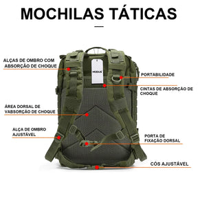 Mochila Tática Militar, Impermeável, 50L, Esportes, Acampamento, Caminhada, Trekking, Pesca, Caça, Assalto