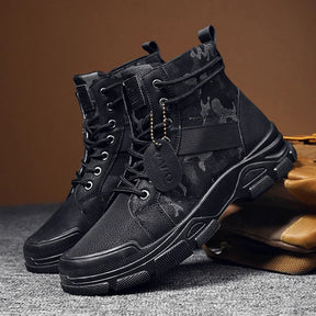 Botas masculinas de cano alto casuais ao ar livre botas de deserto camuflagem rendas plataforma botas de deserto moda durável bota de tornozelo masculino