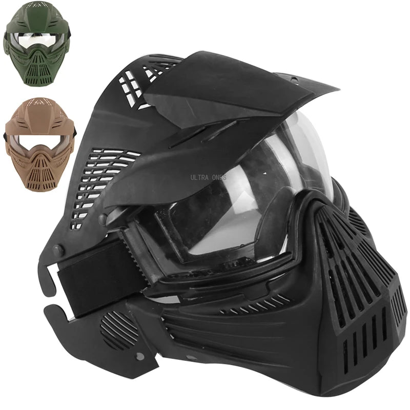 Máscara tática com lente tiro paintball treinamento cs wargame máscara facial completa proteção airsoft combate máscaras conjunto de óculos