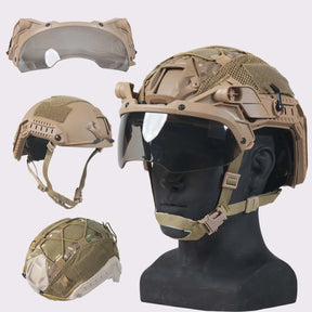 Booiu airsoft mh capacete tático abs conjunto de capacete ajustável capa óculos ao ar livre cs airsoft esportes capacetes protetores