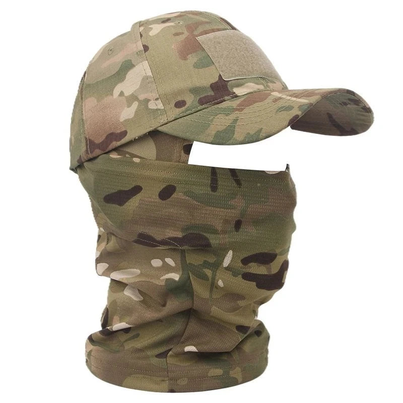 Conjunto Tático Balaclava e Boné Camuflado