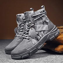 Botas masculinas de cano alto casuais ao ar livre botas de deserto camuflagem rendas plataforma botas de deserto moda durável bota de tornozelo masculino