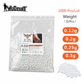 1000 rodadas airsoft paintball bbs balas 0.12g/0.2g/0.25g/0.3g greve bola tático pistola de ar alta quatity bb bolas para tiro